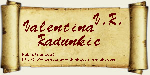 Valentina Radunkić vizit kartica